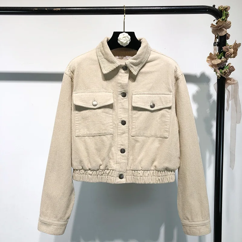 

SG12 Spring New Style College Style Retro Short Loose-Fit Corduroy Jacket Women's Simple Elegant Coat Fashion