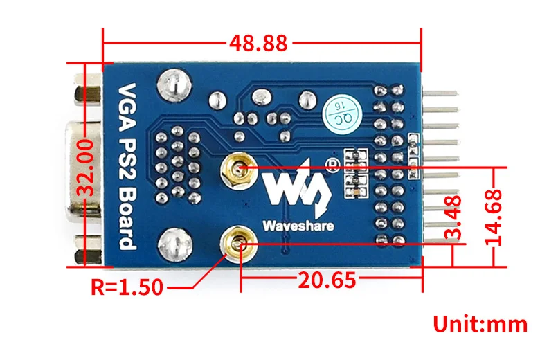 VGA PS2 Board dimensions