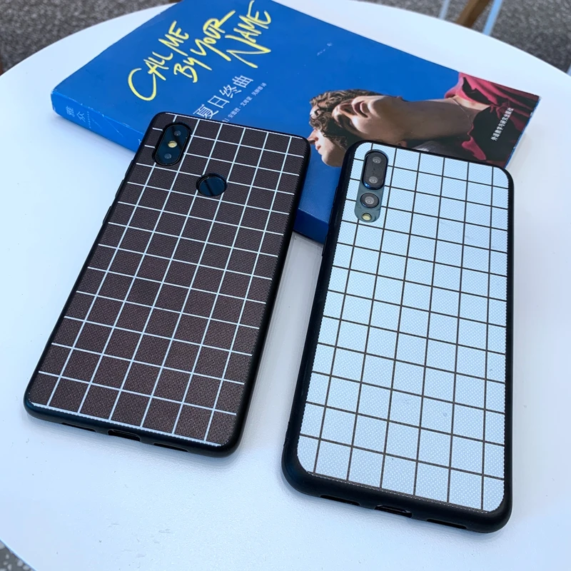 

Simple Black White Solid Color Check Grid Soft Silicone TPU Case Cover For Huawei Honor 8 8A 8X 9 10 Lite 9X 20 Pro V20 Funda