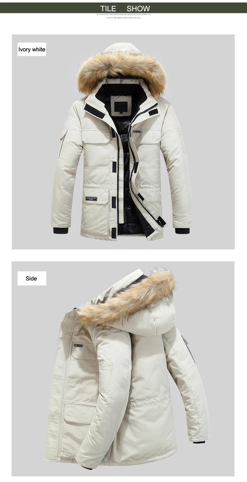 Мех средней длины воротник манто с капюшоном Homme Hiver