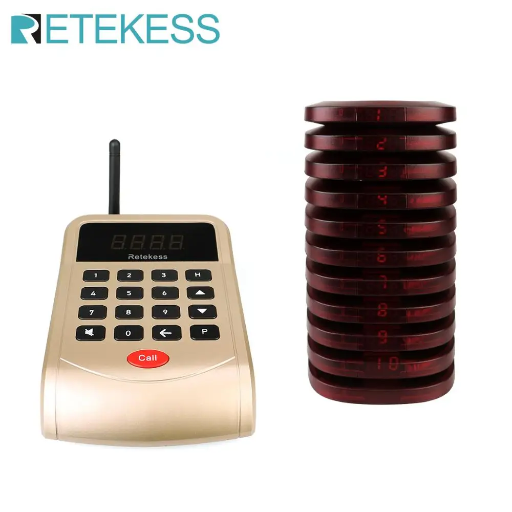 RETEKESS T118 Ресторан Coaster пейджер очереди Беспроводная система вызова для официанта