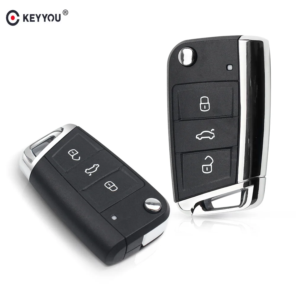 KEYYOU запасной чехол для ключей с 3 кнопками VW Volkswagen Golf 7 MK7 Skoda Seat Passat Leon Octavia Стайлинг