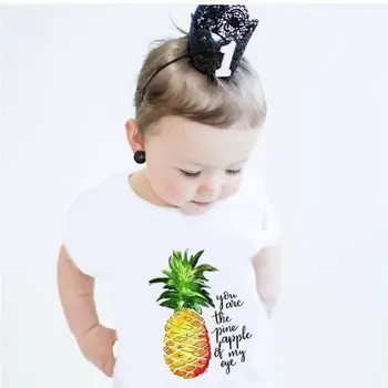 

Summer Boys T Shirt Short Sleeve T-shirt Kid Casual Cute Girls T-shirt Kawaii Pineapple Korean Design Rainbow Love Print Vogue