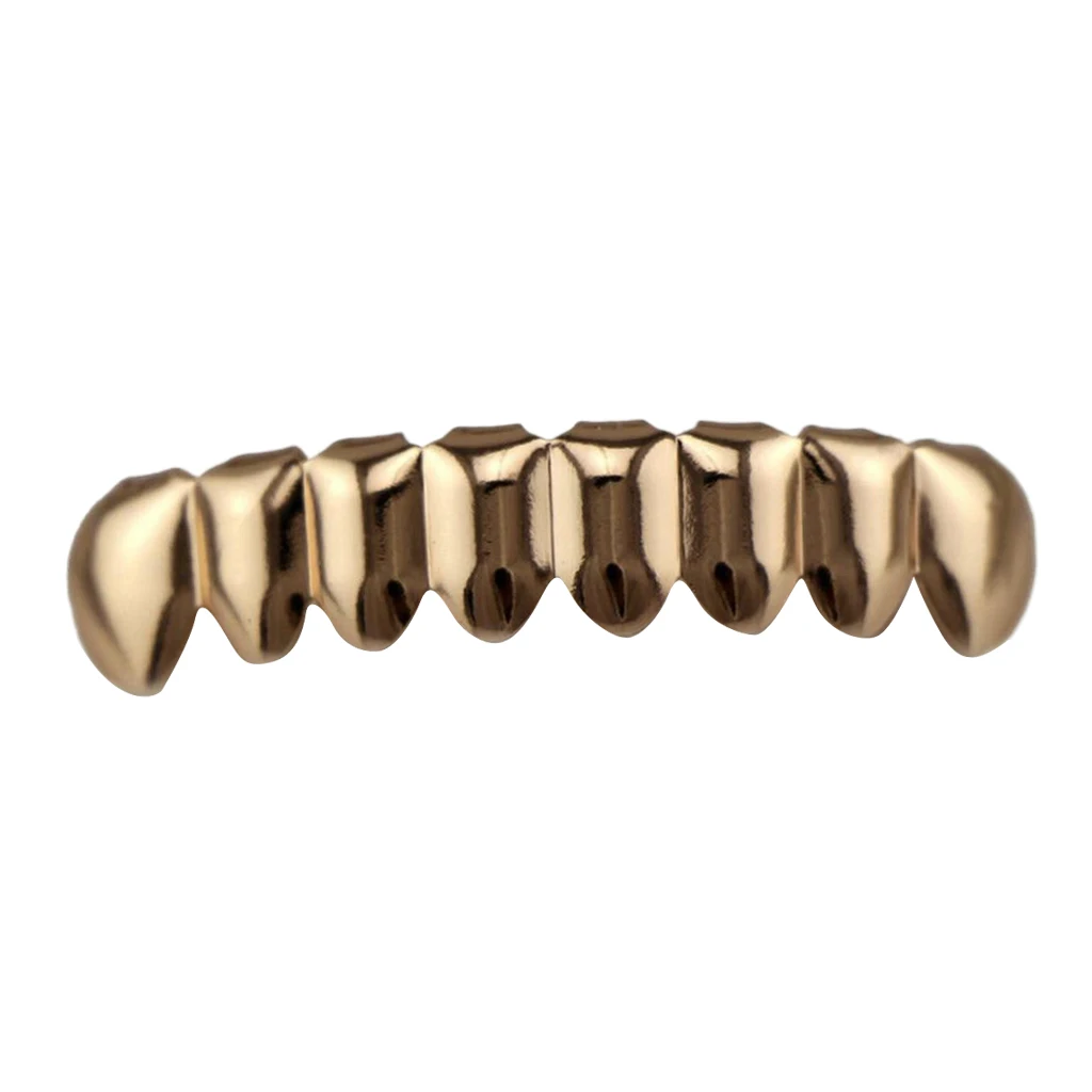 18K Gold Plated Mouth Grill for Mouth Top Bottom Hip Hop Teeth Grills Teeth Mouth with Molding Bars for Cosplay Party Tooth 