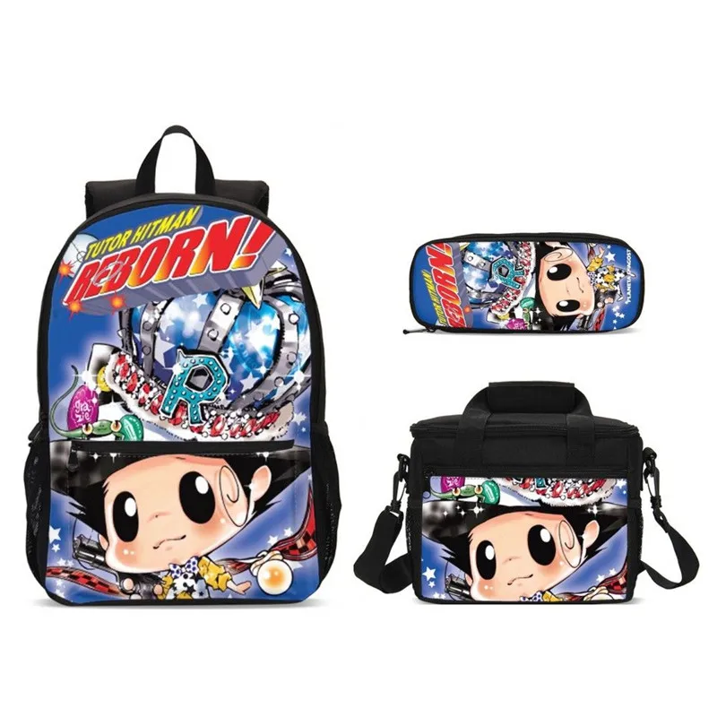 HITMAN REBORN Children 3 шт./компл. школьные ранцы для мальчиков Дети Аниме Печать школьный