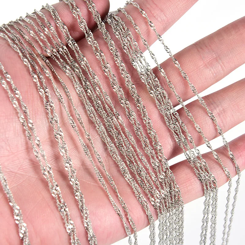 

12 Pcs/Lot 40cm Water-wave Chains Lobster Clasps for Necklace Bracelet Gold Silver Color DIY Jewelry Making Findings&Components