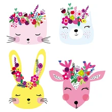 Милые животные аппликации теплопередачи наклейки для детей девочка на одежде нашивки кролик на заказ моющиеся наклейки на железе