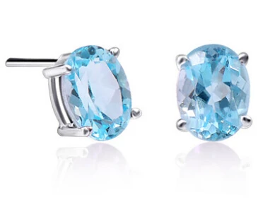1.1ct Серьги-гвоздики с натуральным голубым топазом,, 925 карат* 2 шт, серьги из стерлингового серебра пробы для мужчин или женщин# X99209 - Цвет камня: 1.1ct
