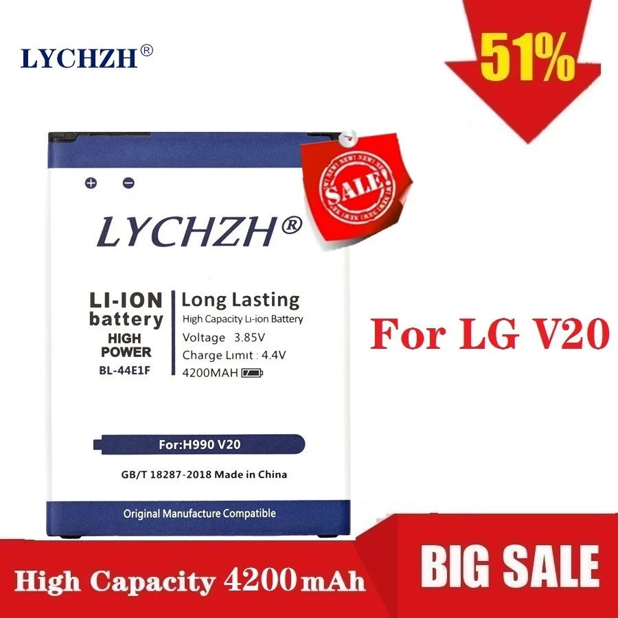 

1x 4200mAh BL-44E1F / BL 44E1F Replacement battery For LG V20 H990 F800 VS995 US996 LS995 LS997 H990DS H910 H918