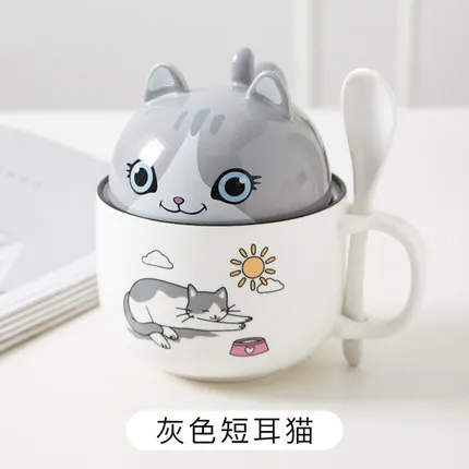 С крышкой милая собачка кошка коготь кофейная чайная кружка вишня двухслойная керамическая чашка для сока прозрачная розовая молочная кружка чашка для воды - Цвет: J
