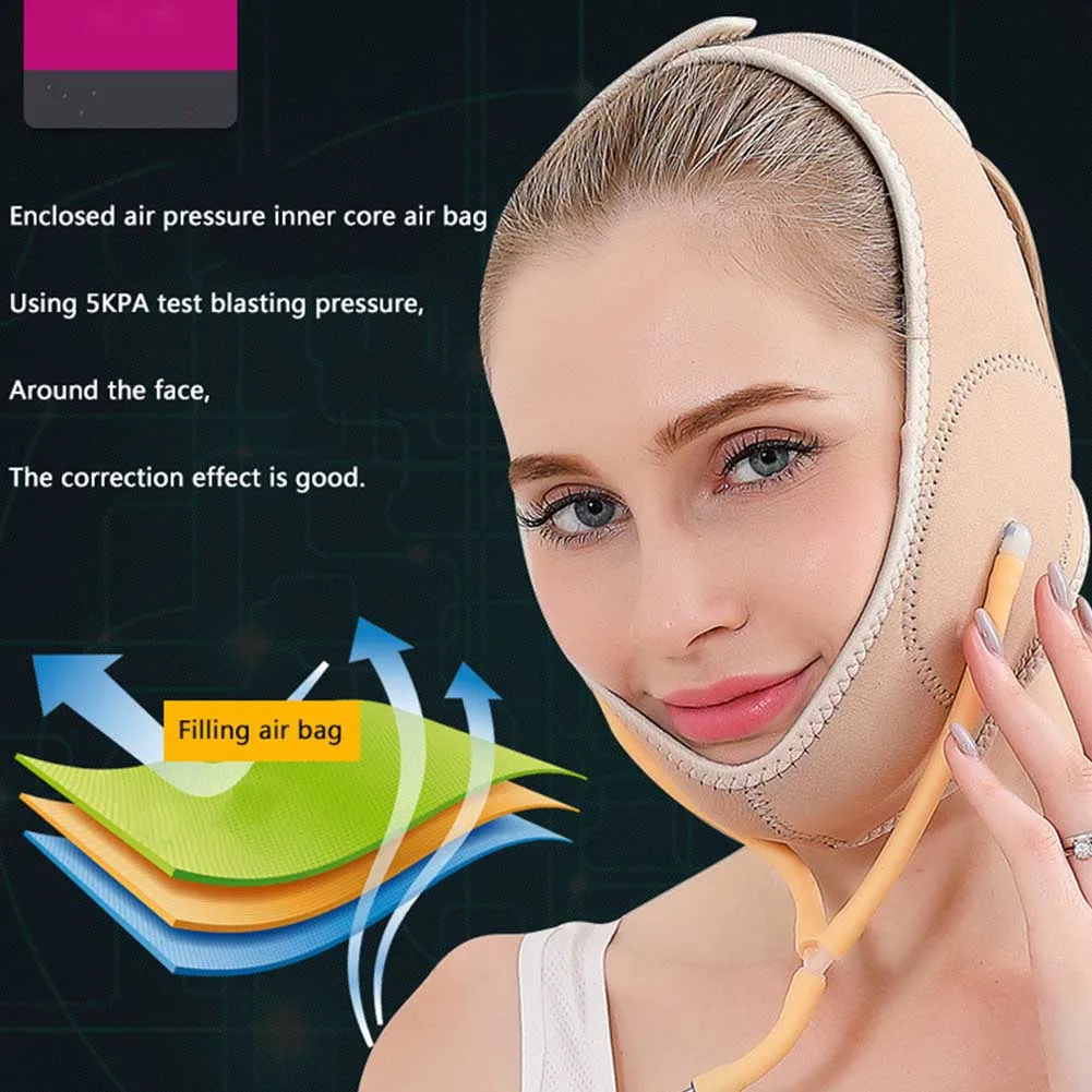 Masseter Inflatable Double Chin Adjustable Thin Tools Face Lift Mask Air Supercharging Elastic Shaping Slimming Belt Correction
