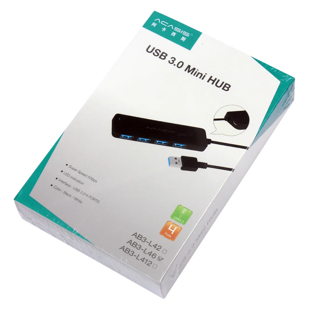Acasis USB 2,0 3,0 Компактный портативный высокоскоростной подставка для концентратора Multipe USB децис концентратор для ПК ноутбук 4 порта удлинитель адаптер - Цвет: Black 3.0usb 60cm