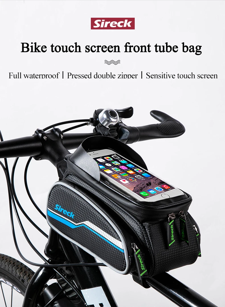 Excellent Sireck Bike Bag Nylon Rainproof Bicycle Bag 6.0 Touchscreen Bike Phone Case Cycling Front Tube Saddle Bag Bicycle Accessories 9