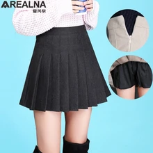 Плиссированная юбка с высокой талией, Зимняя юбка в стиле панк, школьный стиль, каваи, черные сексуальные мини юбки, женская уличная одежда, Jupe Femme faldas mujer 3XL