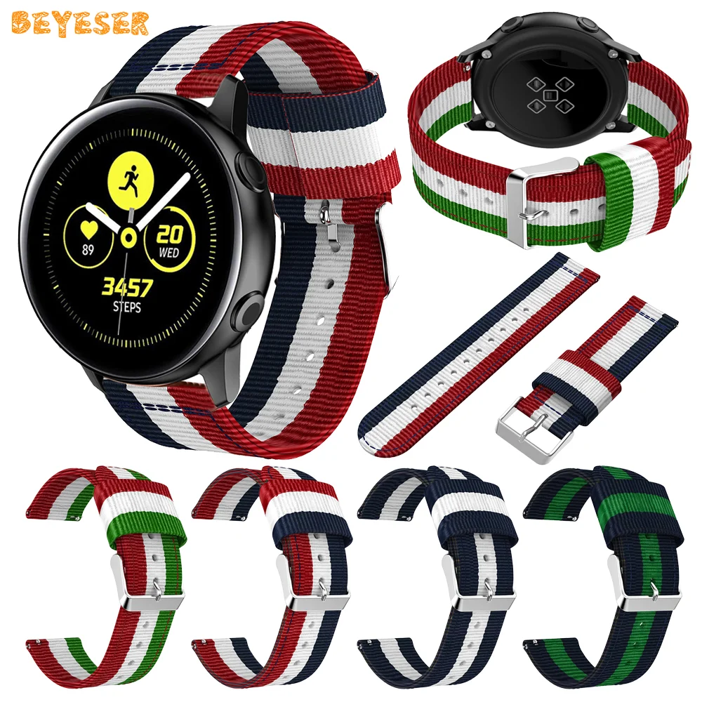 Полосатый нейлоновый ремешок для часов Samsung galaxy watch Active 2 40 мм 44 Active2 сменный