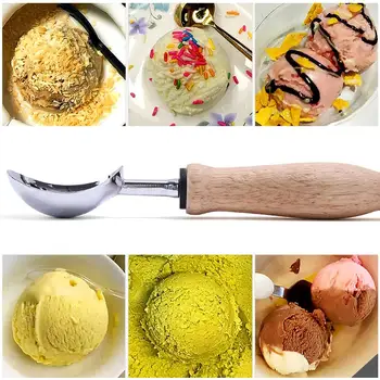 

1PC Ice Cream Scoop Stainless Steel Mash Potato Spoon Kitchen Tool Server Food