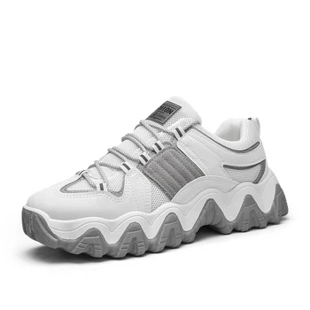 

Spring and Autumn Trend Luminous Non-slip Wear-resistant Casual Shoes Thick Bottom Wave Bottom Lace-up Sneakers Men