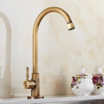 

A1 European retro wash basin faucet countertop vertical single cold basin faucet copper can be rotated lo4118