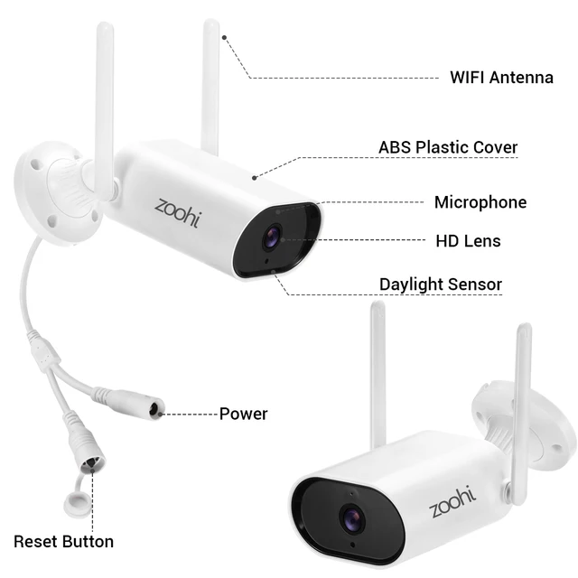 Zoohi Surveillance Video System 3MP HD Wifi Camera Sound Record Home Night Vision Outdoor Security Camera System 2