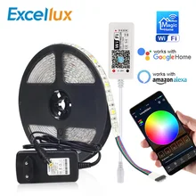 DC 12 В мини wifi RGB/RGBW/RGBWW Светодиодная лента 5050 Led гибкий светильник водонепроницаемый Magic Home APP Alexa Google/24Key IR RGB полоса