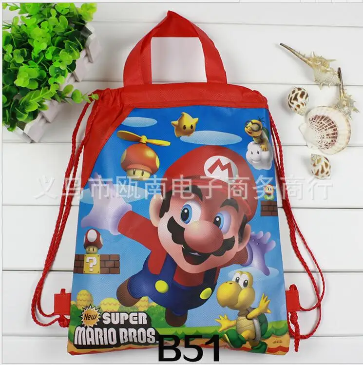 1 шт. мультфильм Марио сумка на шнурке Supre Mario Bros школьный рюкзак для мальчика женская сумка студенческая Книга Сумка детская школьная сумка подарок - Цвет: B with handle