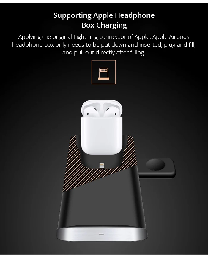 Bonola 3 in1 Wireless Charger Stand For iPhone XsMaxApple WatchAirpods  (6)