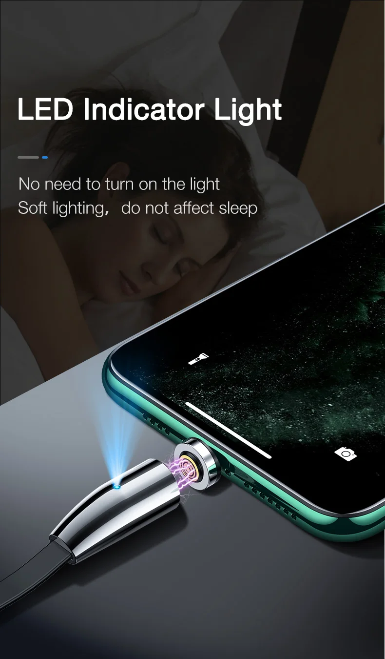 Cafele 3A Micro usb type C светодиодный индикатор быстрой зарядки Магнитный кабель для передачи данных для huawei P30 Pro mate 30 5G Xiaomi Mi9 5G Redmi K20