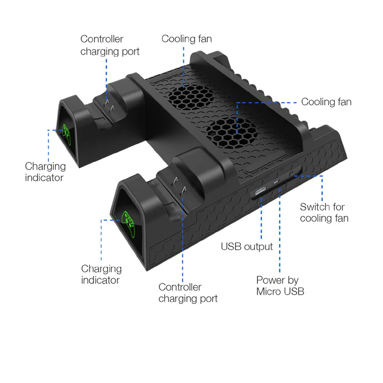 Вентилятор охлаждения вертикальное зарядное устройство Подставка Xbox теплоотвод база для Xbox One/S/XPro аксессуары двойной контроллер зарядная док-станция