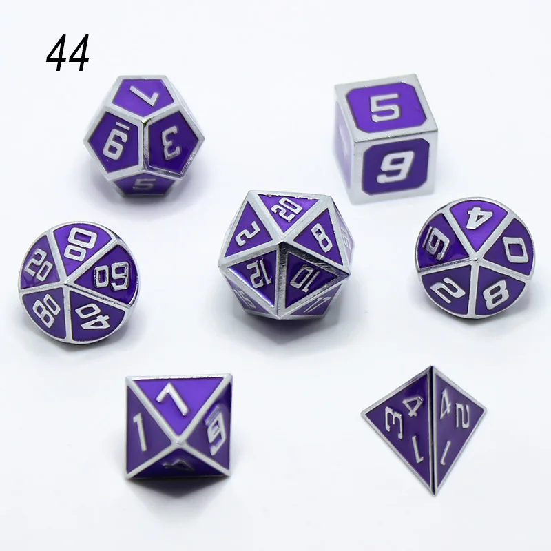 Rpg кости многогранные наборы металла dnd подземелья d20 10 8 12 и драконы настольные игры цинковый сплав кубики цифровой узор - Цвет: 44