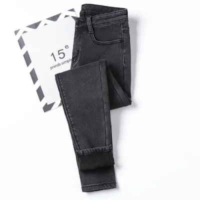 Gray Velvet 1818 Женские джинсы с высокой талией размера плюс, обтягивающие серые, черные, синие джинсы для мам, джинсовые узкие Брюки 6XL - Цвет: Gray Velvet 1818