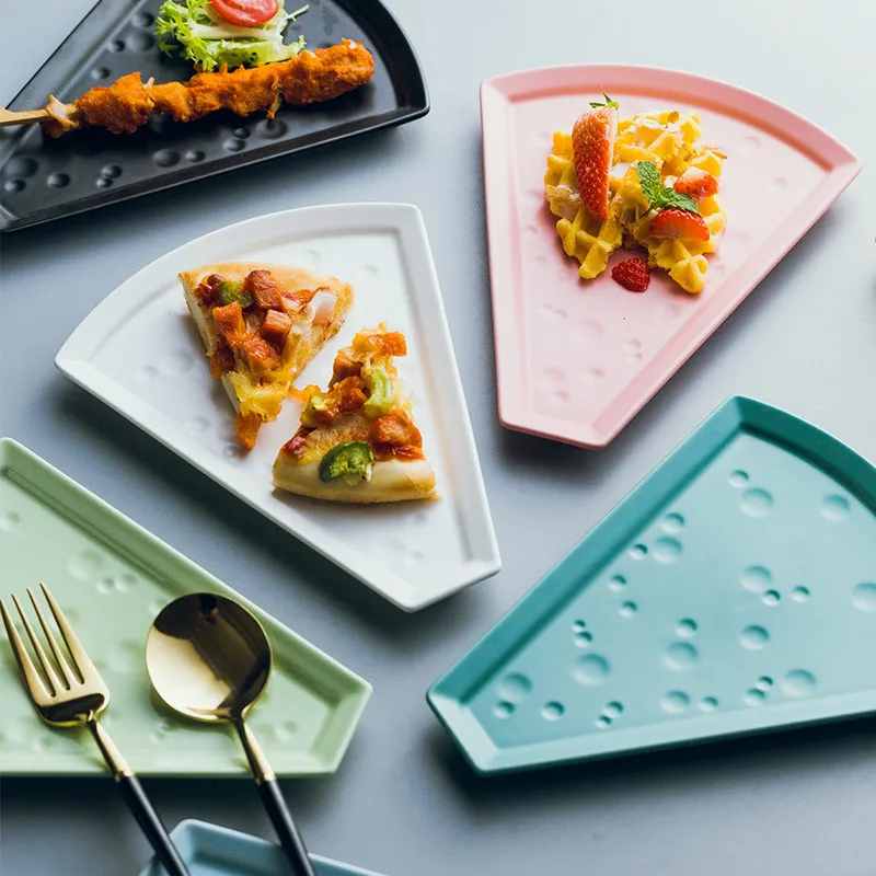 Plato de cerámica nórdico para Pizza, vajilla de porcelana creativa para restaurante, postre, pastel, horneado de queso, plato Irregular para aperitivos de frutas|Fuentes y platos| - AliExpress - Platos increíbles para tu mesa
