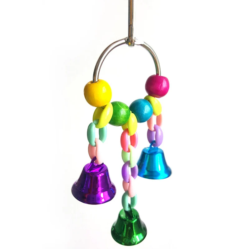 Cadena de campanilla sencilla con cuentas de colores para decoración del hogar, jaula colgante para morder, Pájaro de juguete loro, 1 unidad