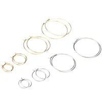 12pcs/Lot Stainless Steel 6pcs/lot Golden Big Circle Wire Hoops Loop Earrings For DIY Dangle Earring Jewelry Making Hand Made 1