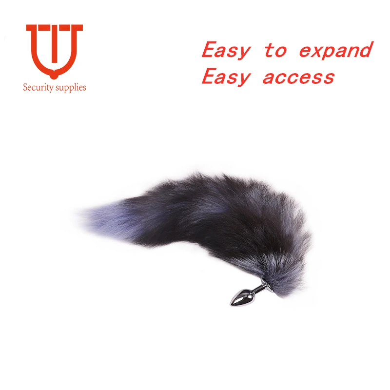 Stainless steel metal fox tail anal plug Lovers' flirting Anal sex toys Hairy Cosplay SM Slave game Adult erotica products |