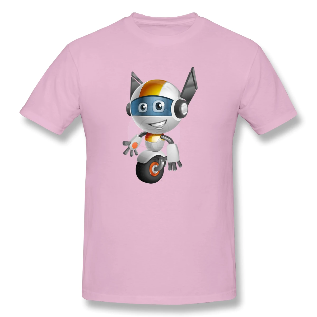 Cute Little Robot Cartoon Vector Character Aka Owaf Casual O-Neck Men's Basic Short Sleeve T-Shirt 100% Cotton Tee Shirt Printed