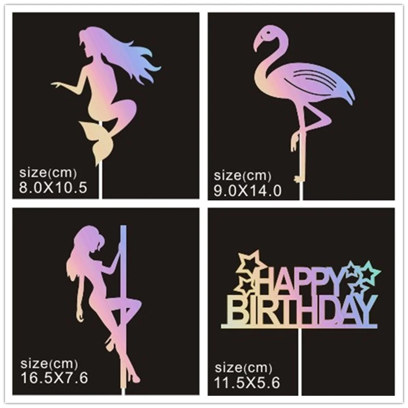 1Pc Nuovo Inserto Torta Bandiera Wedding Flamingo Partito Dessert Copricapo Pole Dance Ragazza Decorazione Della Torta Di Compleanno Torta Di Vacanza 