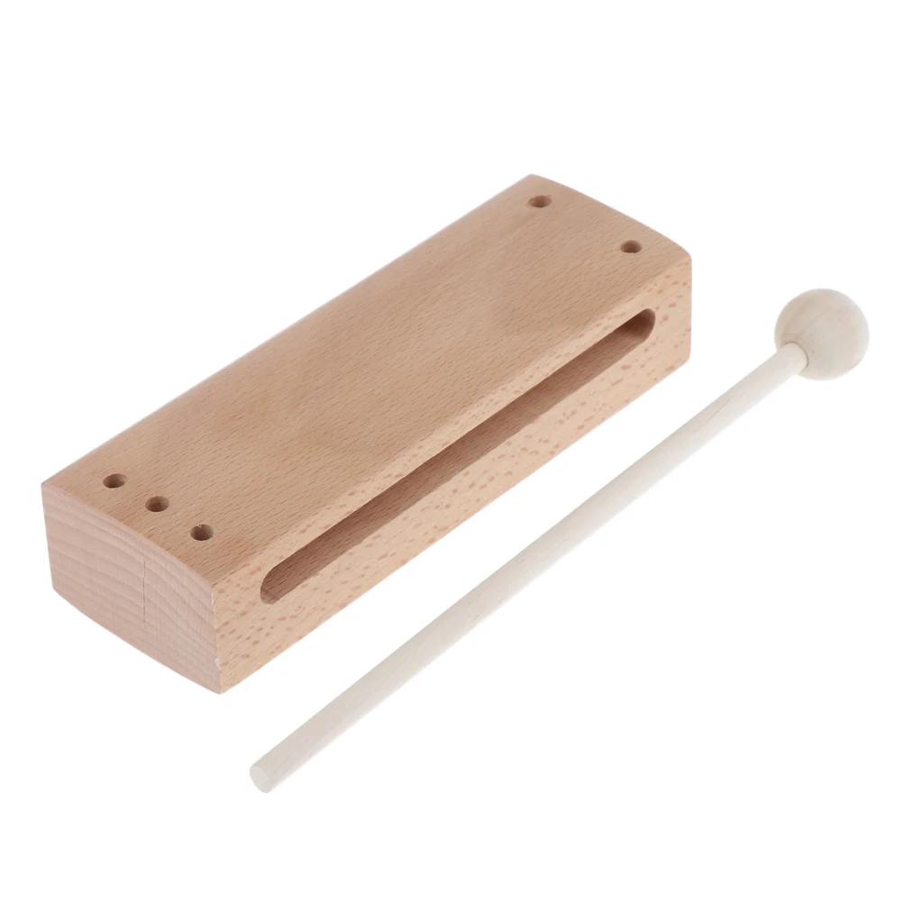 Wooden Handheld Block Clapper With Mallet Hand Percussion Instrument Toy