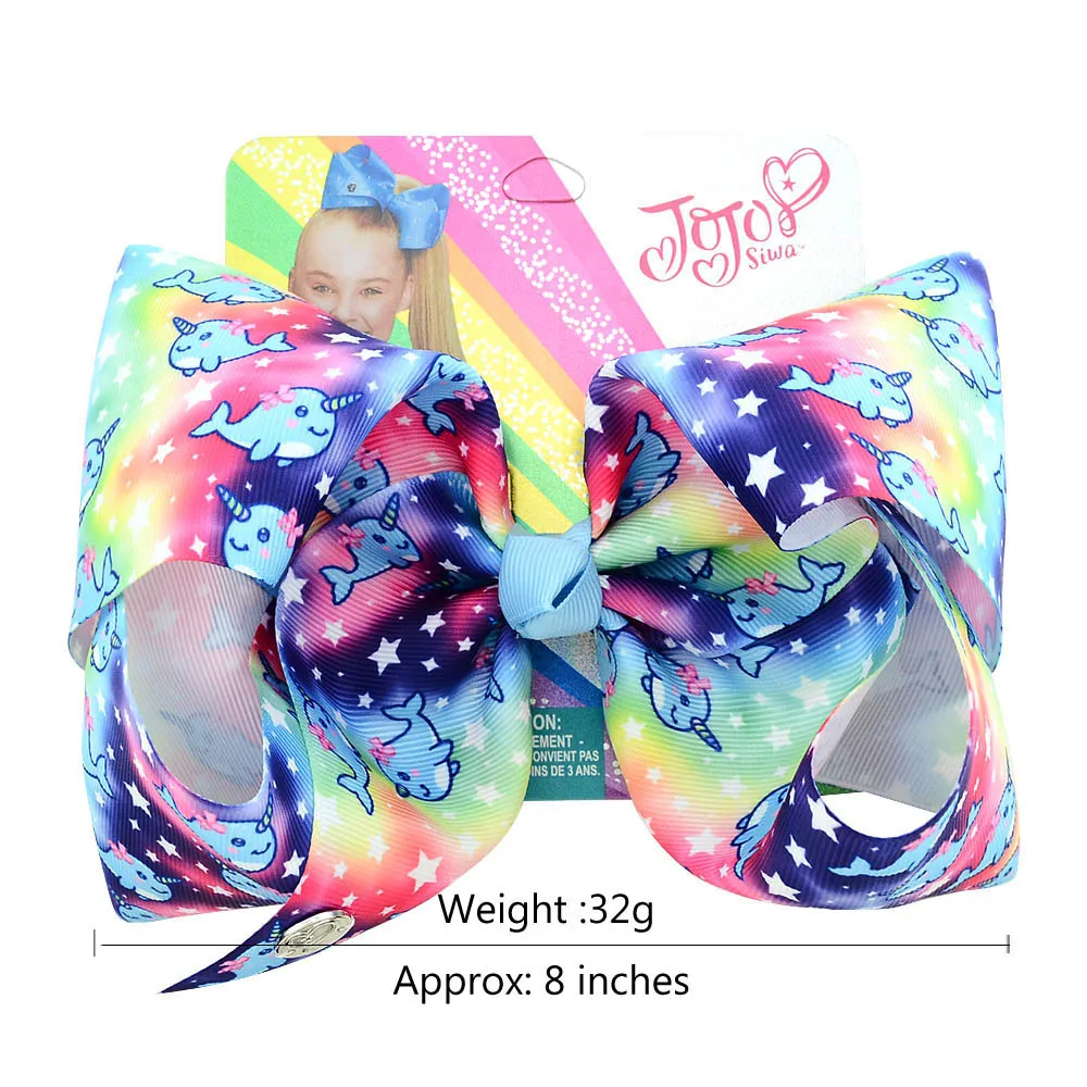 8 дюймов JoJo Siwa Boutique банты для волос с зажимами девочек радужные Звезды Красочные