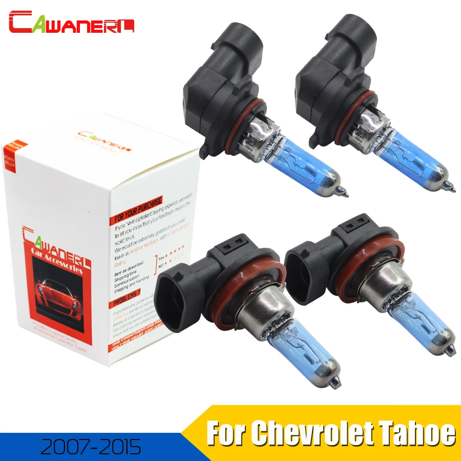 Cawanerl 2 Pair 100W Car Halogen Lamp Headlight High Low Beam 4300K 12V Power For Chevrolet Tahoe 4-Door 5.3L 2007-2015 | Автомобили и
