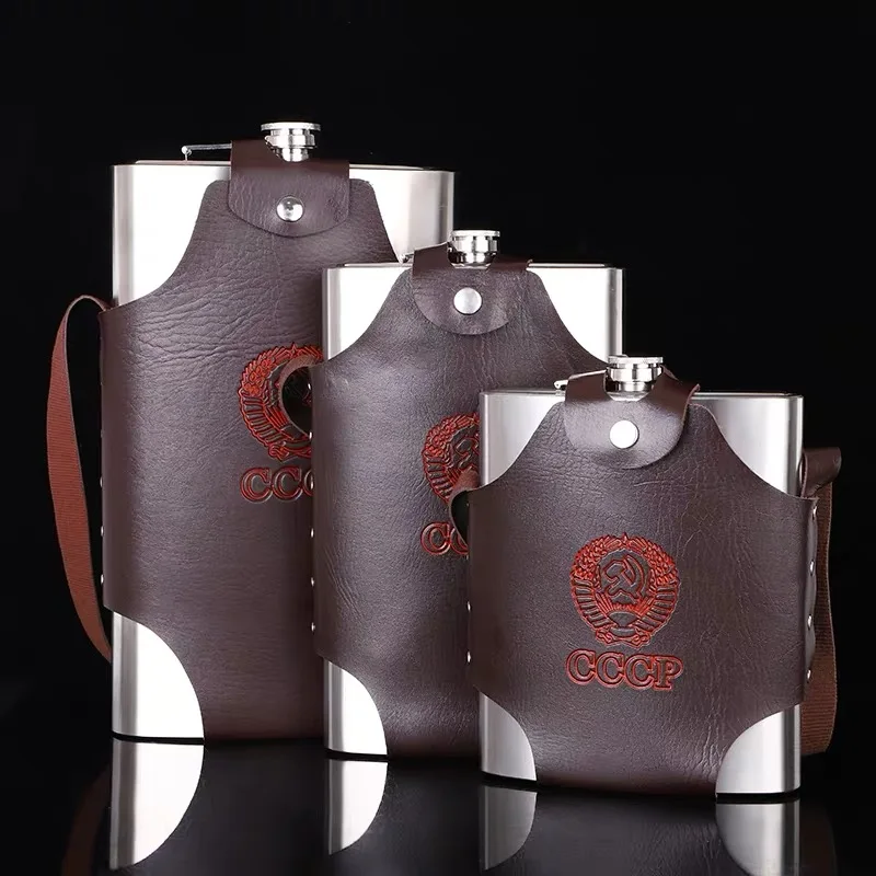 4 8 18 38 48 64 88 108 128 178 OZ Stainless Steel Hip Flask Liquor Whisky Portable Pocket Flasks Alcohol Bottle with Belt Case