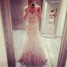 

Beautiful Sweetheart Sexy Exposed Boning See Through Mermaid long Prom Dresses 2019 Ruffled Dark vestido de festa prom dress