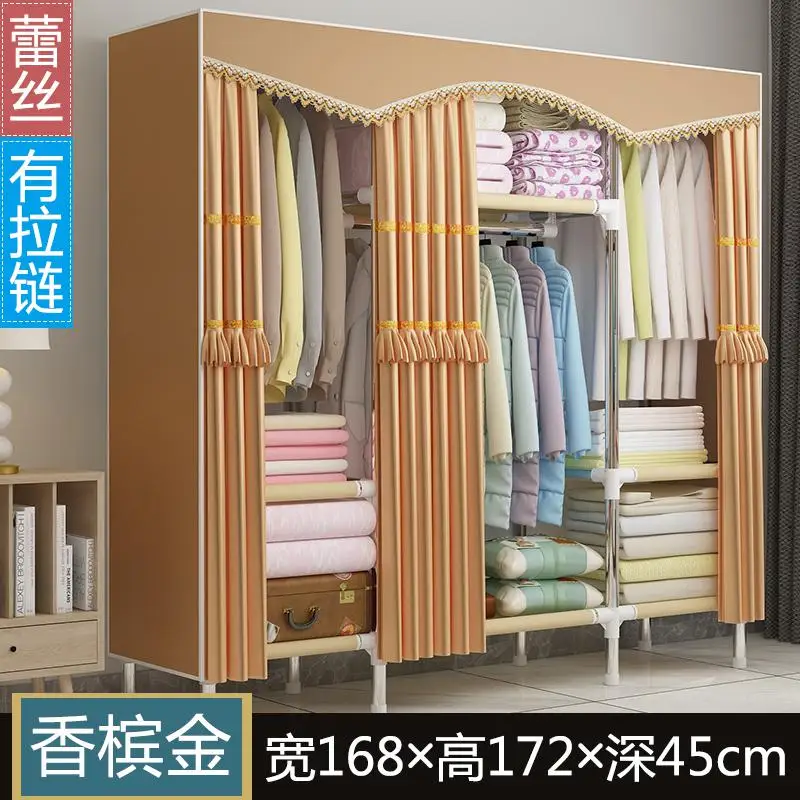 style14 21% Тканевый шкаф, простой современный тканевый большой стальной каркас, полностью закрытый сборочный шкаф для дома и спальни - Цвет: style14