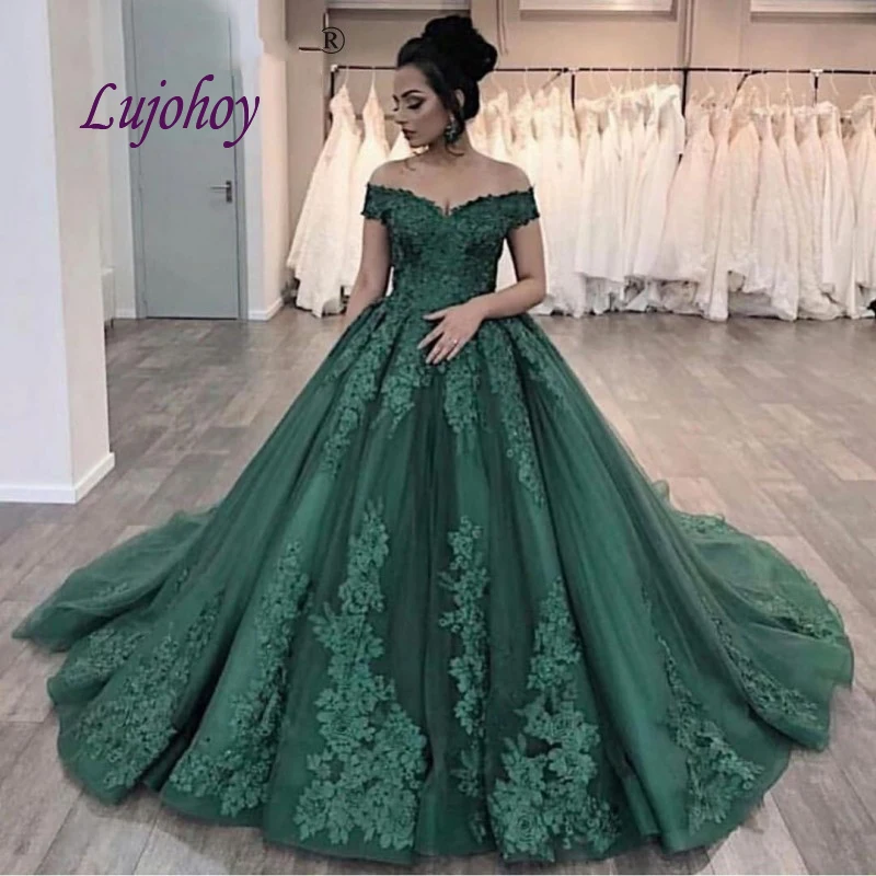 Emerald Green Lace Wedding Dresses Plus ...