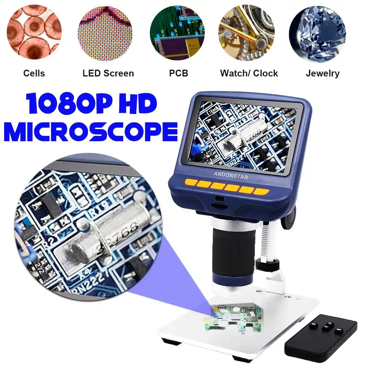 

1080P HD Digital Microscopes 4.3" Screen Microscopes Soldering Jewelry Repair Mobile Phone Maintenance QC/Industrial Inspection
