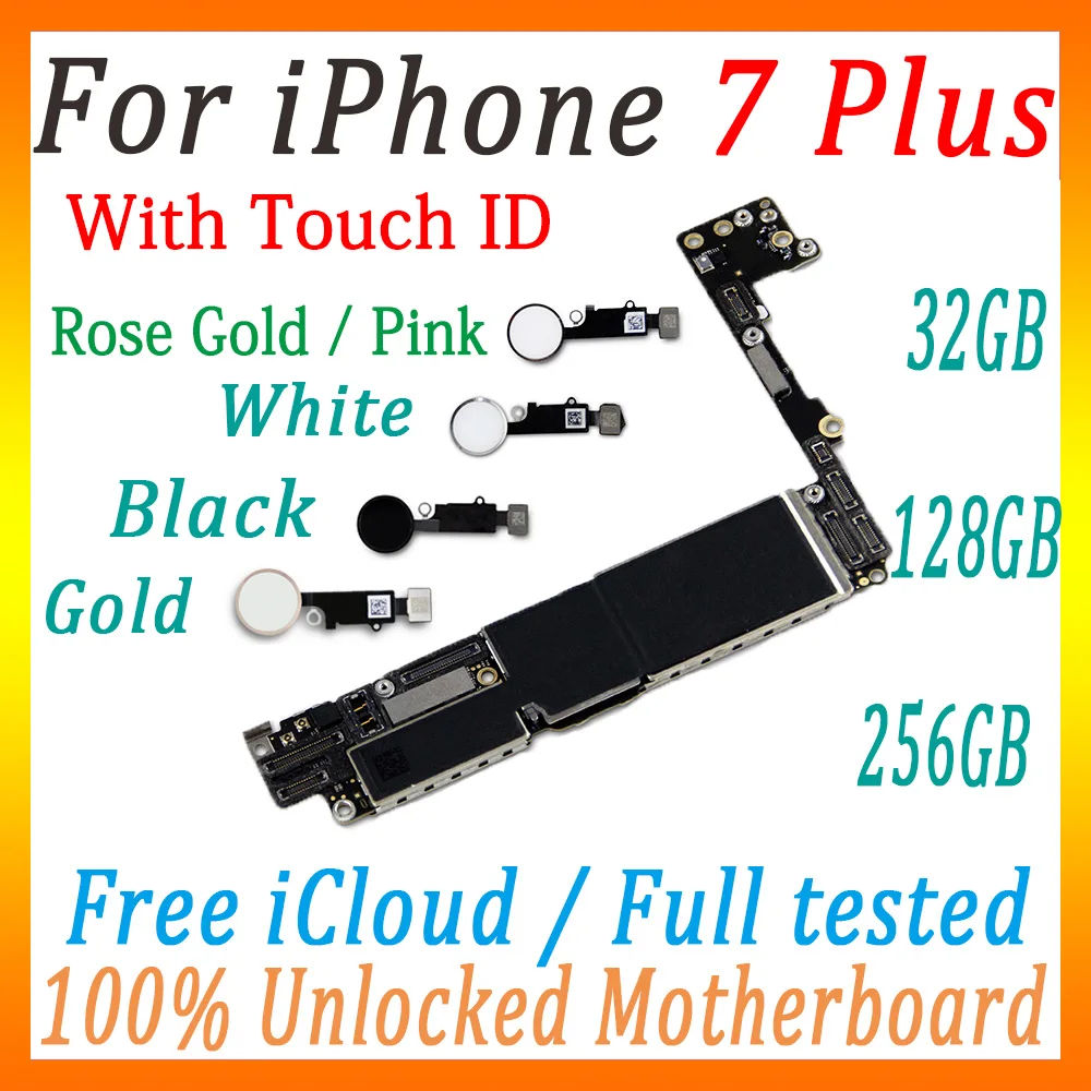Материнская плата для iphone 7 plus, материнская плата с сенсорным ID, с полным чипом, бесплатный iCloud, разблокированный для iphone 7 plus MB