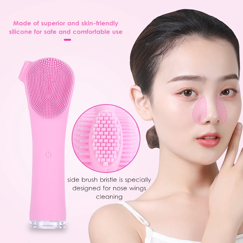 USB Gesiichtsreiniger Gesiichtsreinigungsbürsch Duebelsäiteg Silikongrëff Gesiichtsmassager Elektresch Déif Porenreinigung Make-up Entferner_voghion.com
