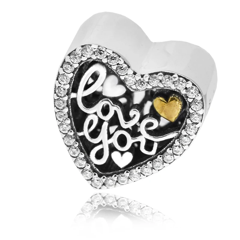 QANDOCCI Подходит Pandora браслет Подвески бусины для ювелирных изделий Love Script