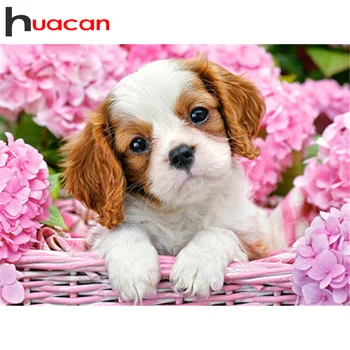 

Huacan Full Square/Round Diamond Painting Dog Art 5D DIY Paint With Diamonds Embroidery Animal Kits Decorations Home