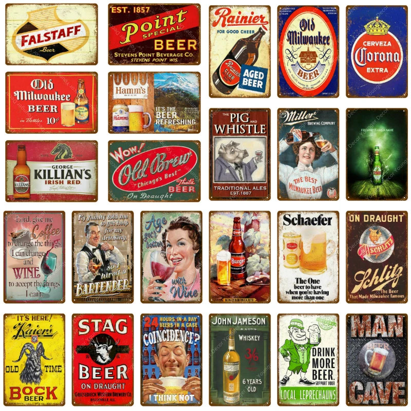 Metal Tin Sign old milwaukee beer Bar Pub Home Vintage Retro Poster Cafe ART