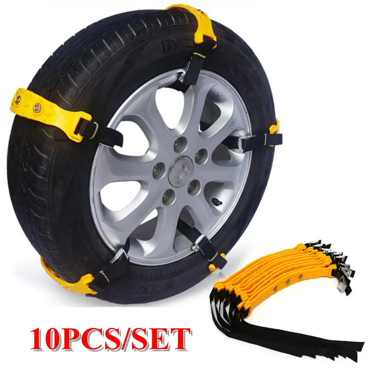 Cadenas de nieve ajustables para invierno, 10 Uds., antideslizantes, doble rueda de deslizamiento a presión, cadenas de TPU para camión, coche, SUV, 185-255mm